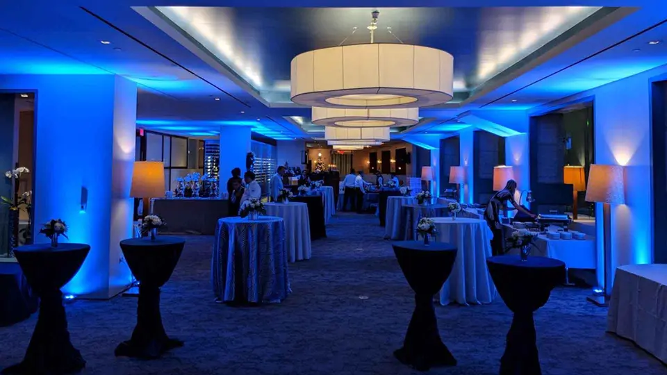 Mood lighting set up at the venue